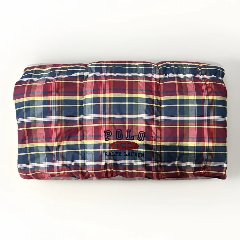 Ralph Lauren Polo Kelso Plaid Down Comforter Blue & Multi Embroidered 86 x 63